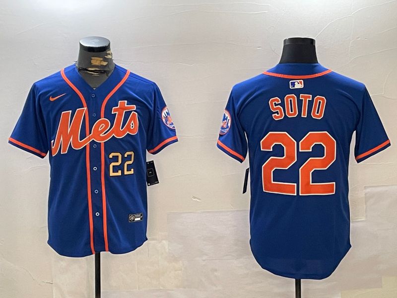 Men New York Mets #22 Soto Blue Game 2024 Nike MLB Jersey style 12162